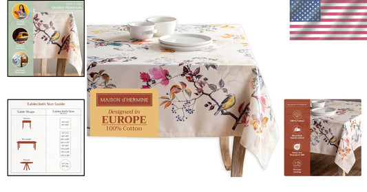 Handcrafted European Style Cotton Tablecloth - 120" x 60" for Ultimate Elegance