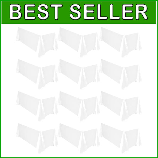 12 Pack Stain Resistant Polyester Table Covers 90x156 Inch for All Occasions