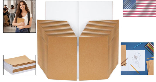 Durable Unlined Kraft Paper Notebooks - 24 Pack for School and Creative Projects