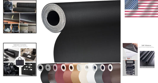 Durable Self-Adhesive Leather Repair Patch for Furniture - 36x79 inch Black Tape