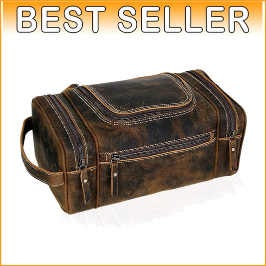 Elegant Leather Toiletry Bag for Men - Spacious & Stylish Travel Essentials
