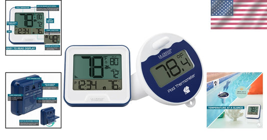 Wireless Pool Thermometer with Indoor LCD Display - 330ft Range & App Ready