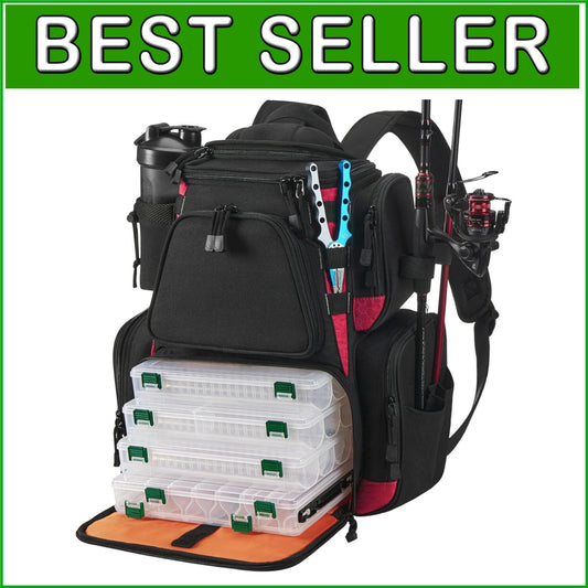 Fishing Tackle Backpack with Ergonomic Design & Hard Sunglasses Case for Safety