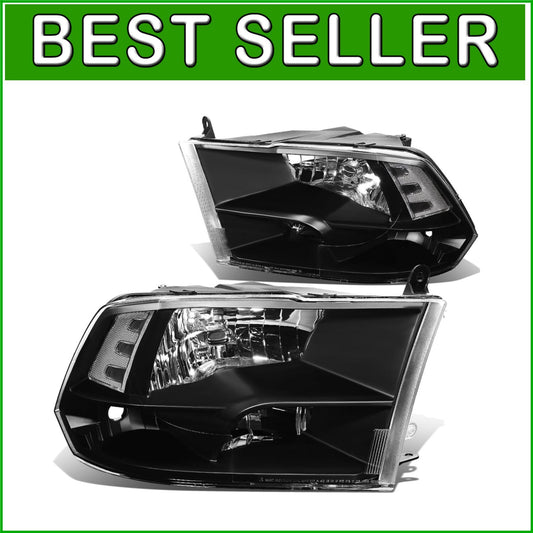 BK-CL1 Black Housing Headlights Replacement for 10-18 Ram 1500-5500 Models