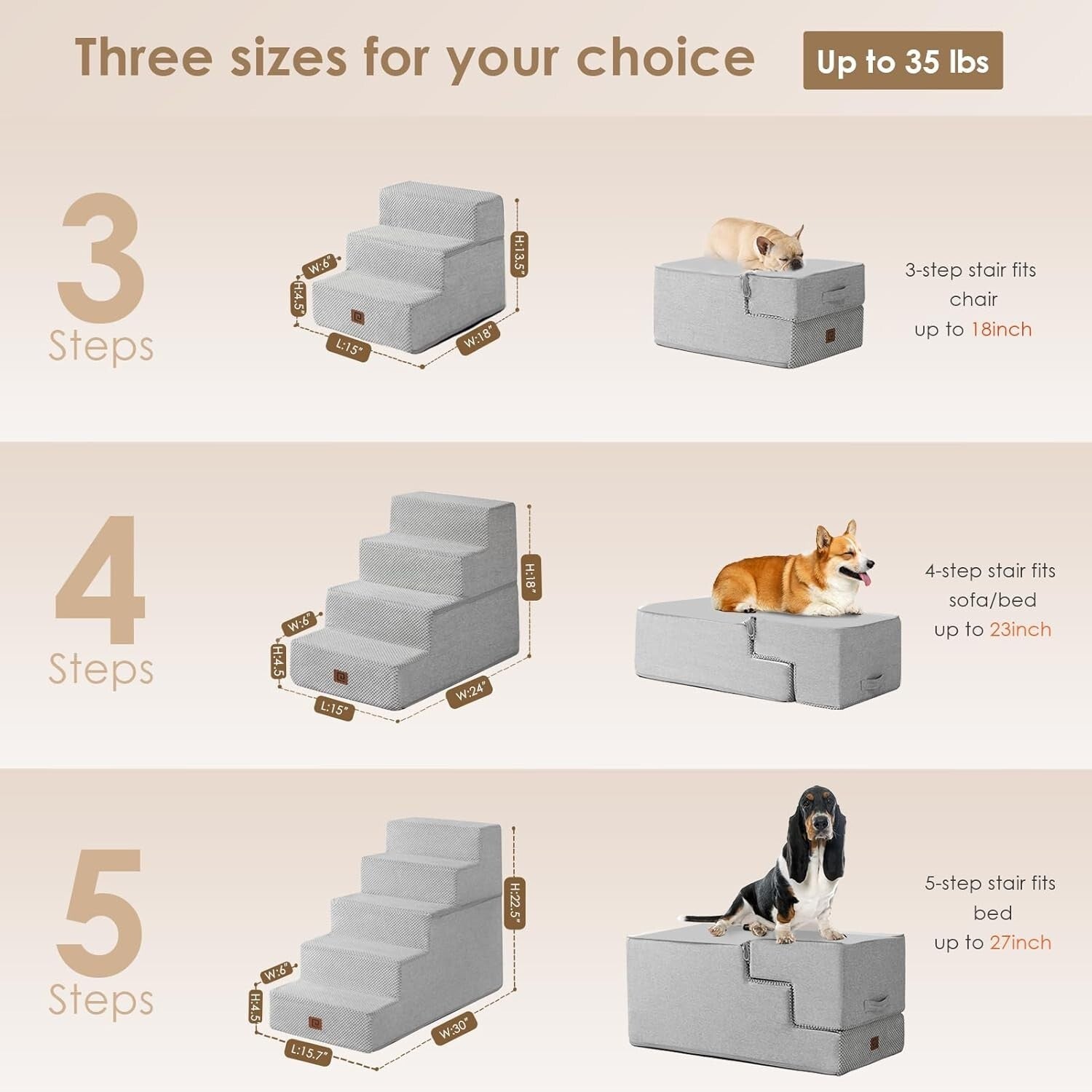 Portable Non-Slip Pet Steps for Small Dogs & Cats - Foldable Indoor Use