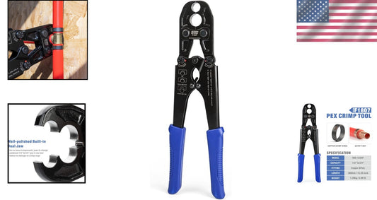 Ergonomic PEX Crimping Tool Kit for 3/8 to 1 in Copper Rings - ASTM Approved