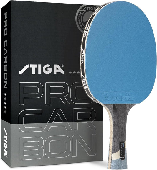 Advanced Carbon Fiber Table Tennis Bat with ITTF Approved S5 Rubber - Red/Blue