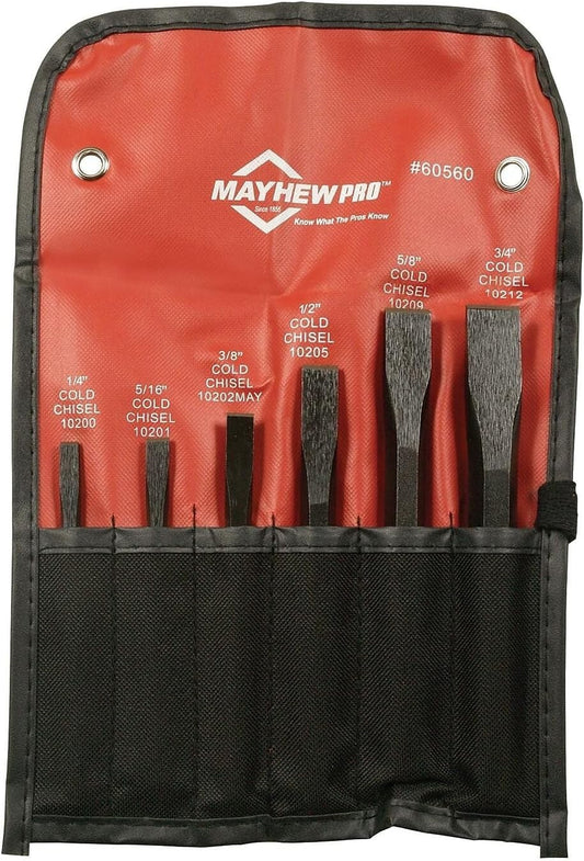 Alloy Steel Cold Chisel Set - 6-Piece with Classic Black Oxide Finish