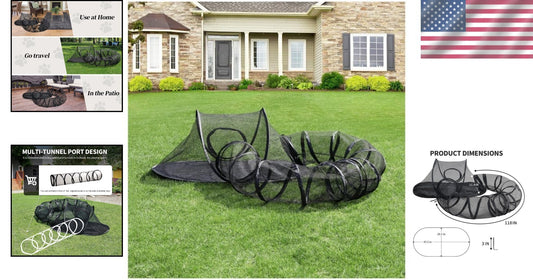 Lightweight Catio for Cats with Tunnel - Safe Outdoor Enclosure & Carry Bag