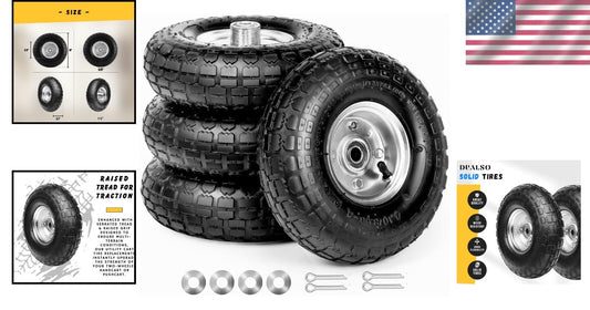 All-Terrain 10-Inch Solid Rubber Replacement Utility Wheels - Fits Most Vehicles