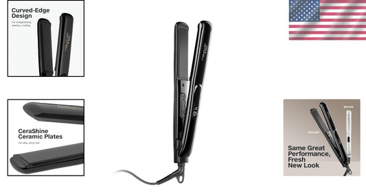Curved-Edge 1-Inch Ceramic Flat Iron: Perfect for Waves, Curls & Straight Hair