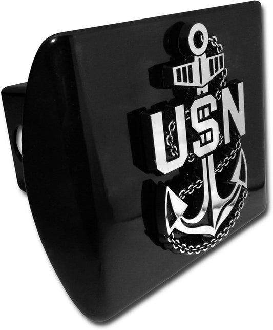 Premium Black Metal Navy Hitch Cover - Perfect Gift for Veterans & Enthusiasts