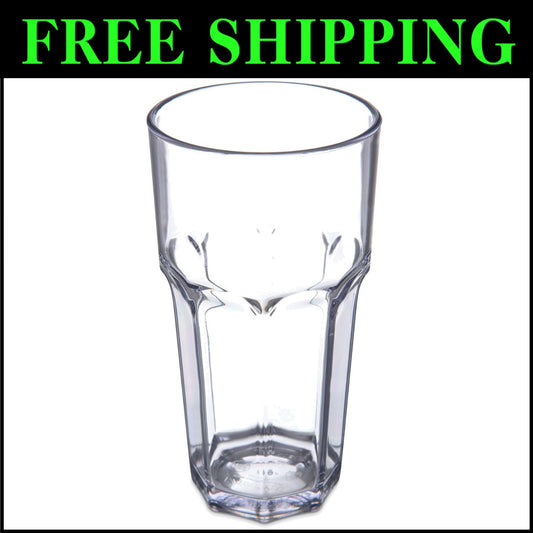 Multi-Use Clear Plastic Tumblers - 24 Pack of Louis 16-Ounce Tall Glasses