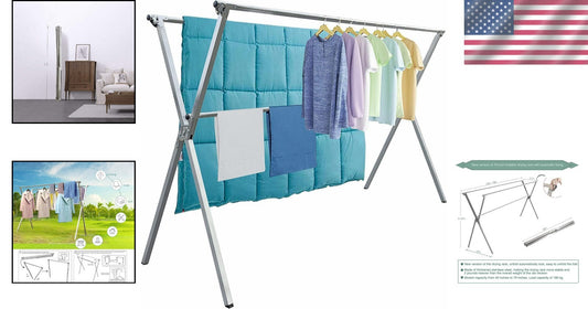 Adjustable Stainless Steel Drying Rack for Indoor/Outdoor Use, 320lbs Capacity