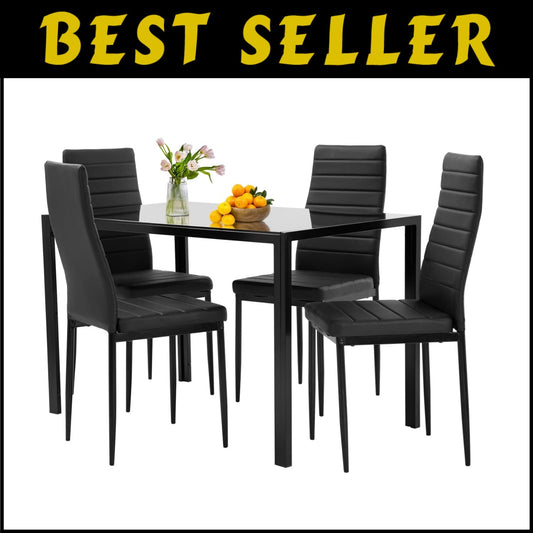 Compact Modern Dining Table Set with Upholstered Chairs - Perfect for Cozy Homes