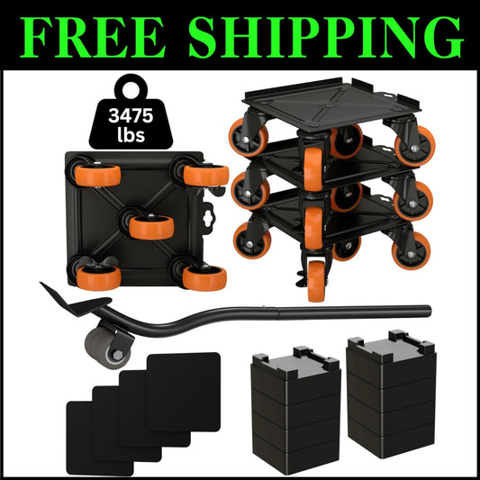 5-Wheel Heavy Duty Furniture Lifter with Anti-Slip Pads - Ideal for Safe Moving