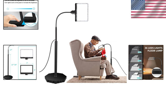 36 LED Dimmable Floor Magnifier with 5X Lens - Ideal for Close Work & Seniors