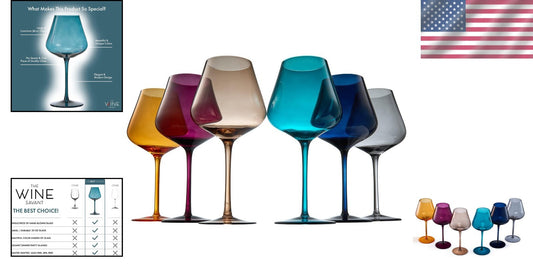 Charming Jewel Crystal Wine Glass Set of 6 - Ideal for Dinner and Gatherings