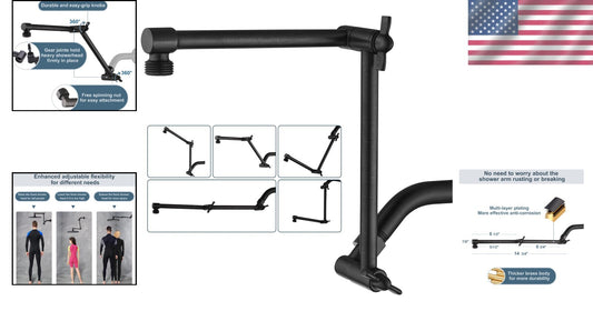 14-Inch Brass Shower Arm Extender in Oil-Rubbed Bronze - Adjustable Height