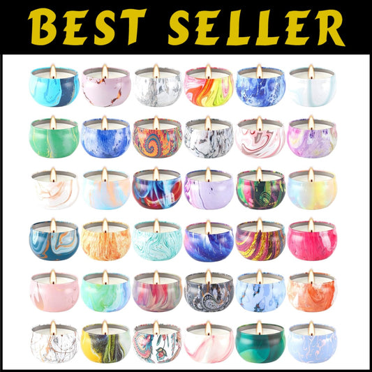 Long-Burning Scented Candles Gift Set - 36 Soy Wax Tins for All Occasions
