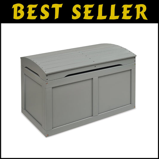 Elegant Gray Hardwood Toy Box with Support Hinge - Perfect for Kids Storage