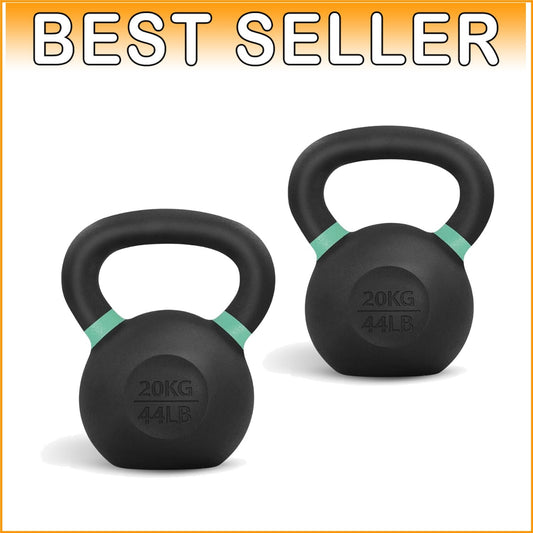 44-Pound Cast Iron Kettlebell Set - Powder Coated for Ultimate Strength Training