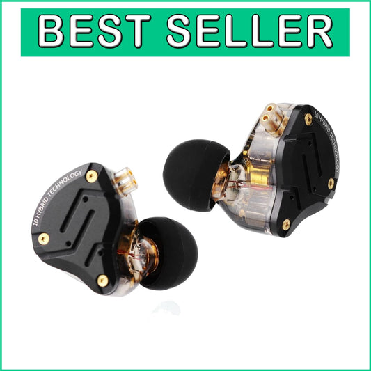 Detachable Cable Hybrid IEM Earphones in Dark Black - Premium Audio Experience