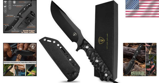 Durable Outdoor Survival Knife - 10.6" D2 Fixed Blade & Non-Slip G10 Handle