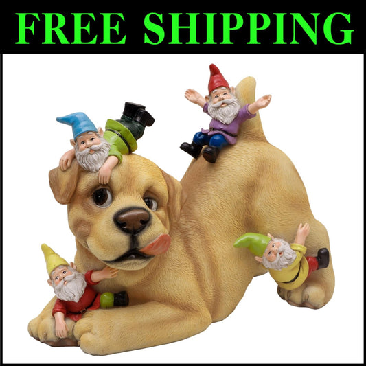 Whimsical Dog & Gnome Lawn Ornament - Perfect Gift for Housewarming & Birthdays