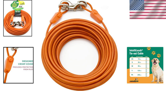 Heavy-Duty 70FT Dog Runner Cable with PVC Coating - Supports Dogs Up to 250 Lbs