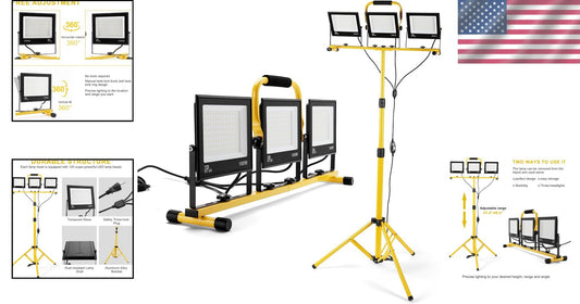 30000 Lumen Waterproof LED Work Light with Adjustable Tripod for Professionals