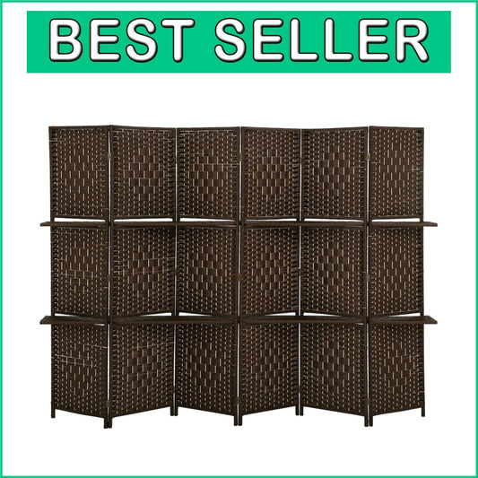 Elegant Brown Room Screen Divider - Foldable Privacy Partition with 6 Panels