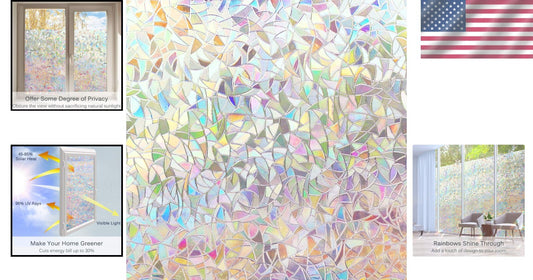 3D Rainbow Window Film – Heat Control | Easy Install & Semi-Private Cling Film