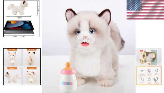 Realistic Robotic Ragdoll Cat with Barking and Wagging Tail - Gift for Kids