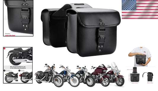 Hard Shell 14L Motorcycle Saddlebags - Lockable Side Bags for Sportster and More