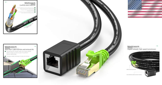 Angled 100ft Cat6a Ethernet Extension Cable with Premium Shielding - RJ45 Design