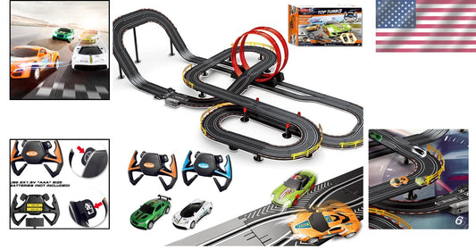 40FT Electric Slot Car Racing Track Set with 4 Cars for Thrilling Racing Fun