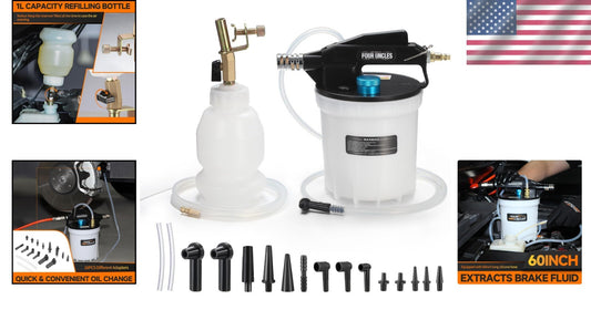Efficient 2L Vacuum Brake Bleeder Kit with Built-in Silencer and Adapters