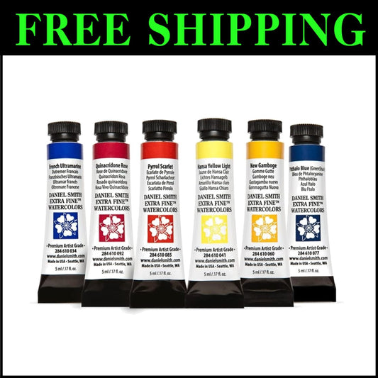 6-Piece Shimmery Watercolor Essentials Set - 5ml Tubes for Artists On-the-Go