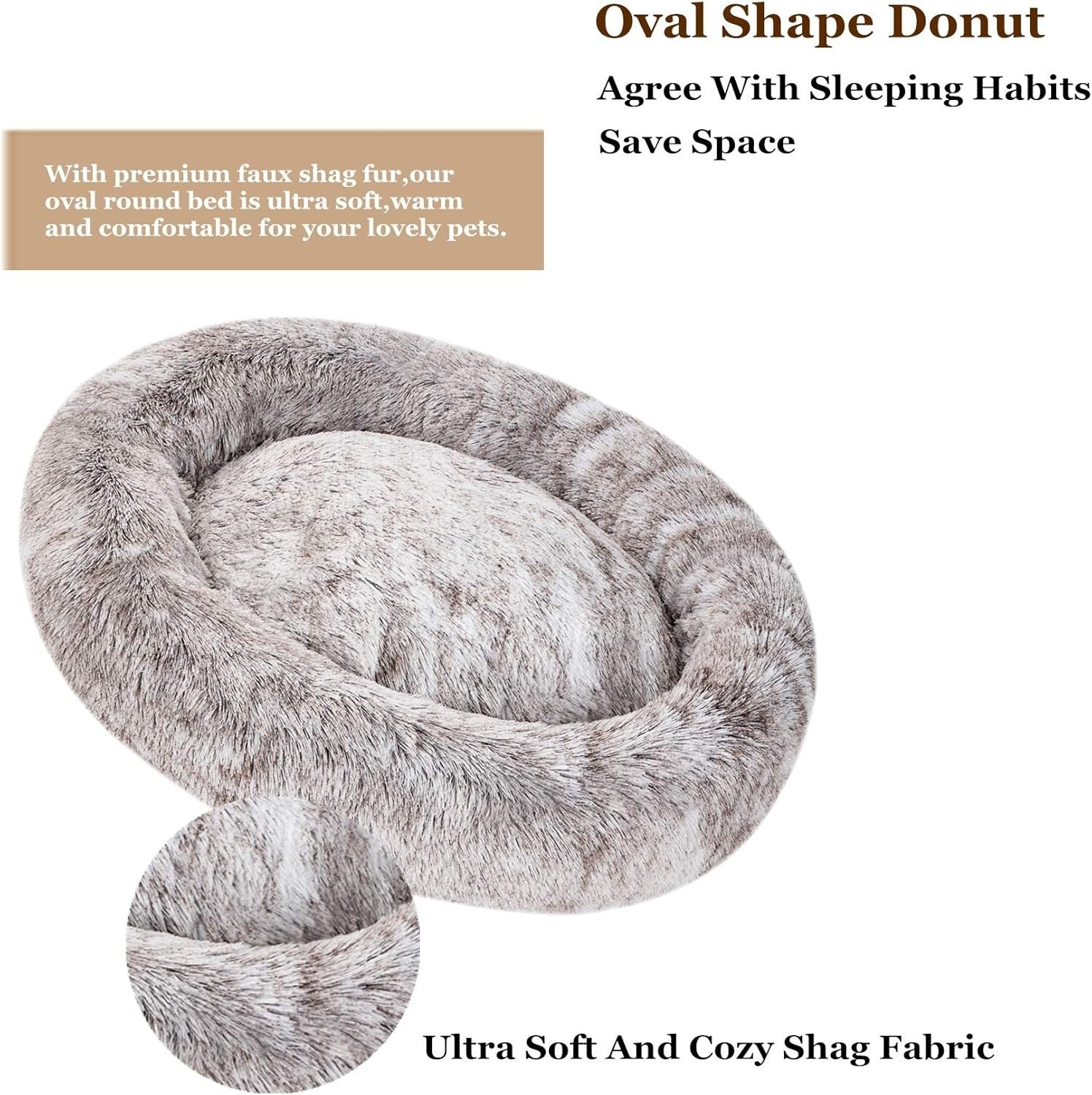 Luxurious Light Brown Faux Fur Pet Bed - Calming Cuddler for Medium Dogs