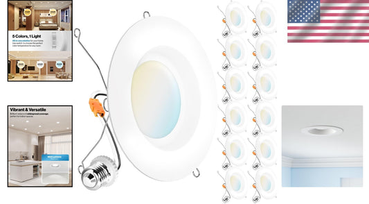 Energy-Efficient 12 Pack LED Can Lights - Selectable White & Smooth Trim Finish