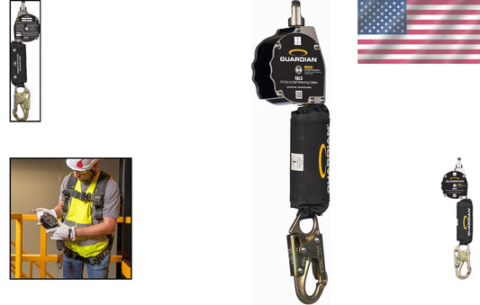 Guardian Halo SRL: 11 ft Self-Retracting Lifeline with Carabiner - ANSI Compl...