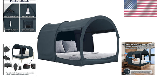 Elegant Indoor Bed Tent with Four Doors - Cozy Privacy Retreat for All Ages