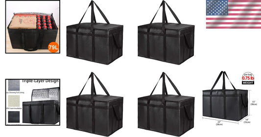 Spacious Insulated Grocery Bags Set of 4 - Store Hot & Cold Items Safely