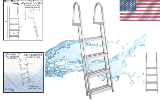 4-Step Removable Aluminum Boarding Ladder with Comfortable Steps & Handrails