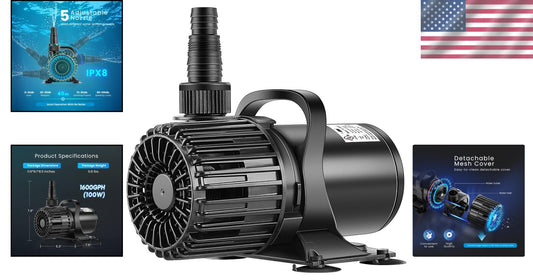 Durable 100W Water Pump 1600GPH for Aquatic Features - Quiet & Energy Efficient