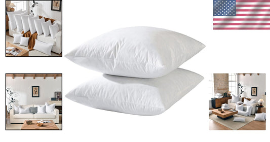 Decorative Throw Pillow Inserts 22in - Set of 2 Feather-Covered White Cushions