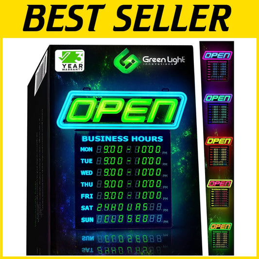 Customizable LED Open Sign with Business Hours - Attract Customers Boldly