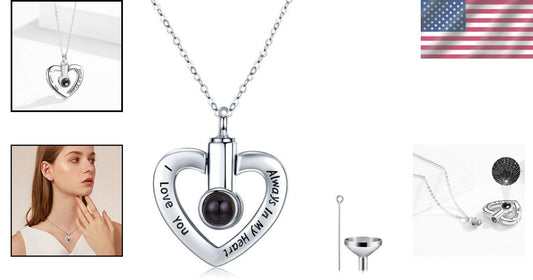 Elegant Sterling Silver Heart Pendant with 'I Love You' - Ashes Necklace Gift