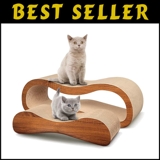 2 in 1 Cat Scratcher Lounge Bed - Durable & Eco-Friendly Cardboard Comfort